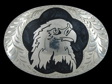RI15137 VINTAGE 1980s AMERICAN BALD EAGLE SOUTHWESTERN DESIGN BELT BUCKLE