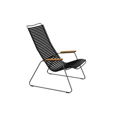 Houe CLICK Outdoor Lounge Chair Bamboo Armrests (Black, Gray Steel Frame)