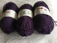 3 x 100 gram balls Aran by hobbycraft Purple