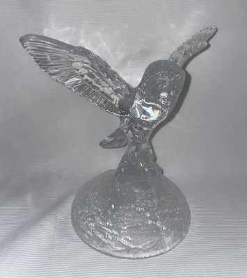 Cristal D'Arques 24% Lead Crystal Owl Wings Spread Frosted Base 7 4/8 Inches