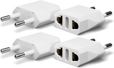 European Travel Plug Adapter, US to Europe Type C, 4 Pack, White