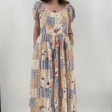 LoveShackFancy Patchwork Floral Puff Sleeve Cotton Maxi Dress Size 6