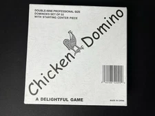 CHICKEN DOMINO: Double-Nine, Set of 55, w/ Wood Starting Centerpiece, COMPLETE