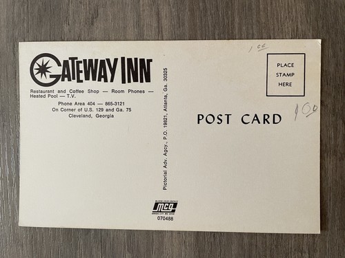 CLEVELAND, Georgia GA GATEWAY INN Postcard - Picture 2 of 2