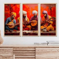 Set of 3 Traditional Wall Art Painting Framed Home Office Decor