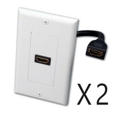 2 Pack - 1-Port HDMI Pigtail Wall Face Plate Panel Cover Outlet 4K ARC HDR White