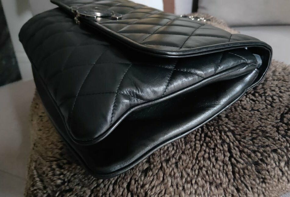 CHANEL Classic Black Quilted Calfskin Big CC 2 Way Silver CHANEL Classic Black Quilted Calfskin Big CC 2 Way Silver