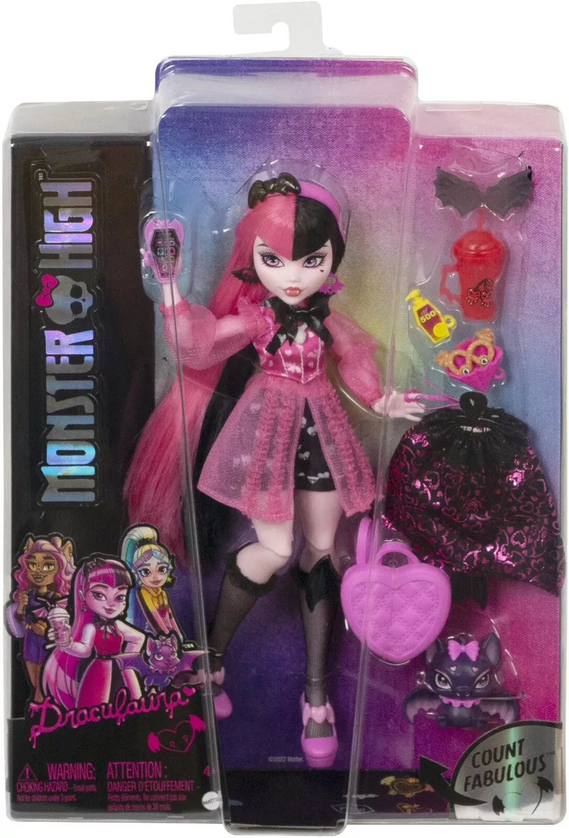 Monster High Draculaura Doll w Pet Count Fabulous Reboot G3 Mattel NEW 2022