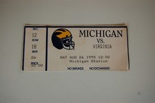 1995 Michigan - Virginia College Football Ticket - Charles Woodson NCAA Debut