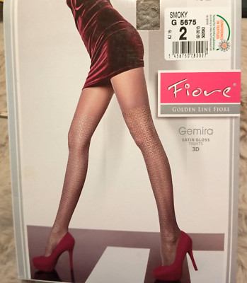Fiore 3D Strumpfhose Satin Gloss Overknee Optik  ''Gemira'' Smoky 40den S / 2