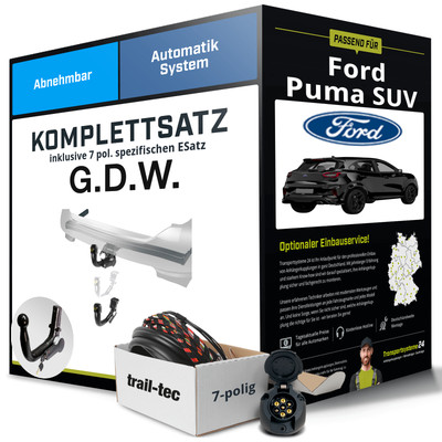 Anhängerkupplung abnehmbar für FORD Puma SUV +E-Satz NEU PKW