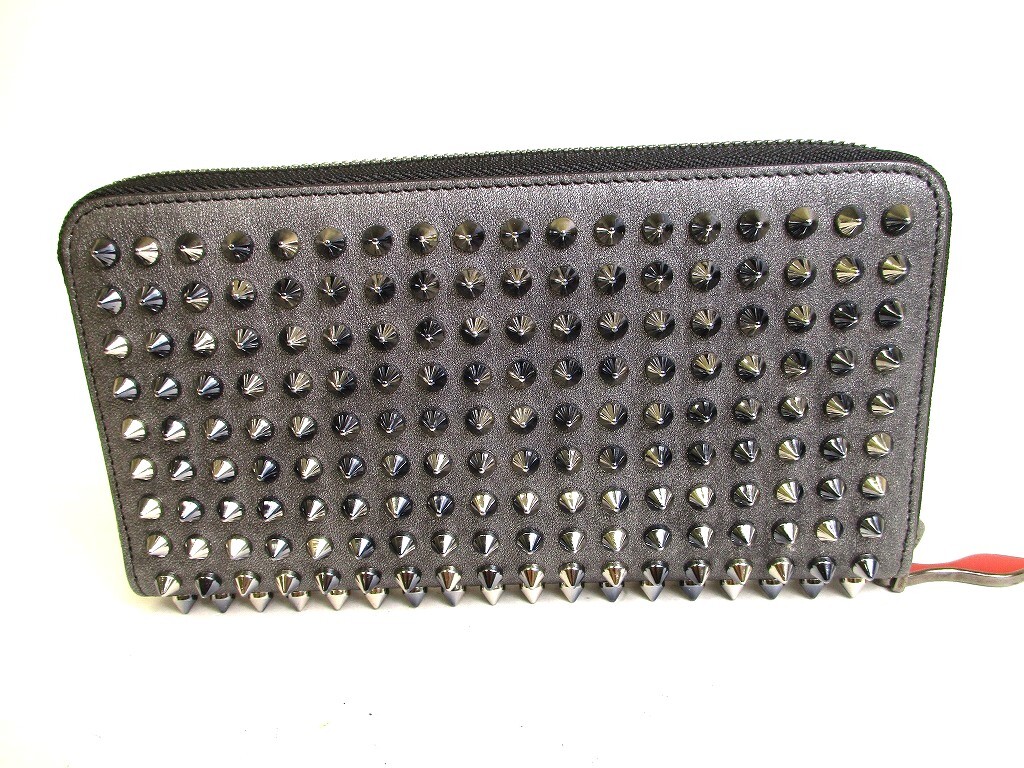 Auth Christian Louboutin Panettone Gun Metal Leather Round