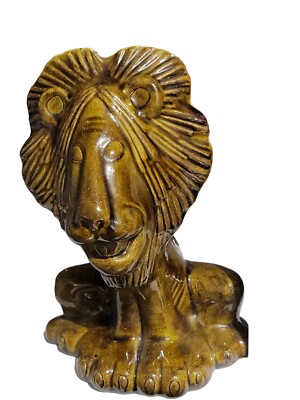 Ceramic MCM  Lion Glazed Art Anthropomorphic Figurine Statement  Unique 8'' 1970s