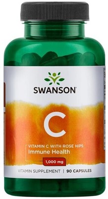 Swanson Vitamin C mit Hagebuttenextrakt 1000mg & 500mg Kapseln | Immununterstützung