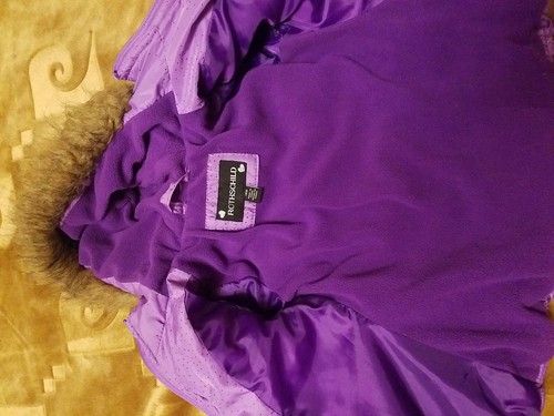 Baby Girl ROTHSCHILD Warm Coat Size18M Purple with Sparcle PUFFER Hood Fur Trim - Picture 5 of 7