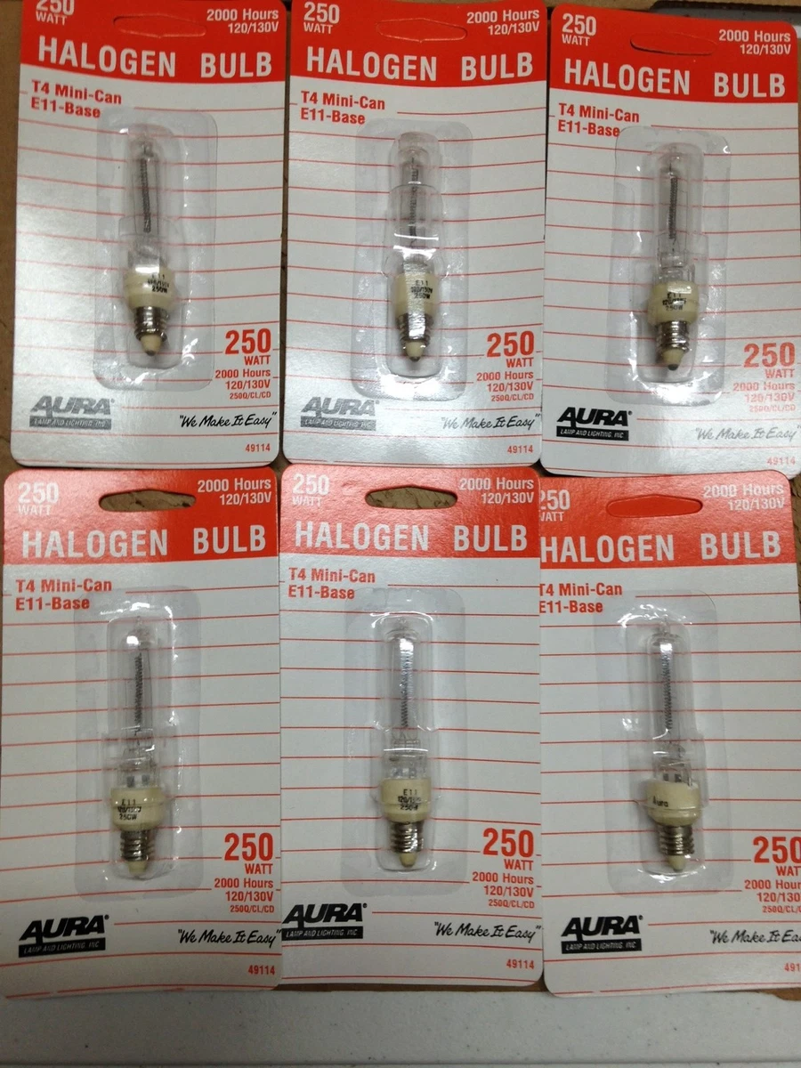 6 T4 Mini can Halogen bulb E11 250 Watt T4 6 lamps eBay