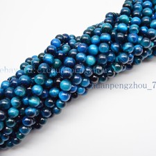 6/8/10mm Genuine Blue Tiger's Eye Round Gemstone Loose Beads 15'' Strand
