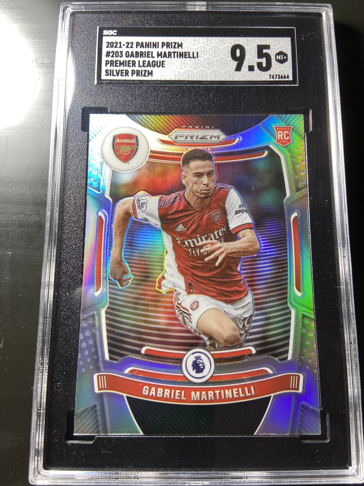 2021-22 Panini Prizm Premier League Gabriel Martinelli Silver Prizm SGC 9.5 RC