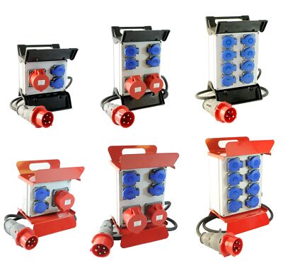 Mobiler Baustromverteiler Standverteiler 230V schuko CEE 16A 32A 400V verdrahtet