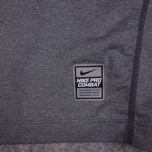Nike Pro Combat Shirt Large Fitted Gray Short Sleeve Active Casual Mens - Picture 3 of 9