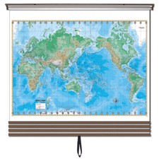Advanced Physical Wall Map Set on Roller w/ B...