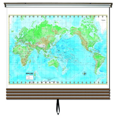 Advanced Physical Wall Map Set on Roller w/ Backboard; 4-Map Custom