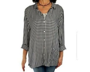 New J Jill Women S Gingham Check Black White Button Down L S