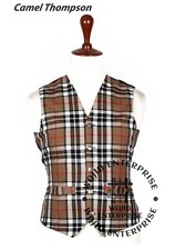 Scottish Wedding Vest Camel Thompson Tartan VEST 5 Buttons Formal Kilt WAISTCOAT