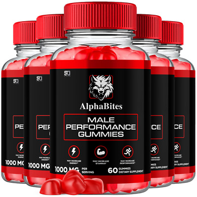 (5 Pack) Alpha Bites Male Gummies for Men Performance Alphabites (300 Gummies)