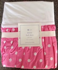 NEW Pottery Barn Baby Pink w/White Polka Dots Dottie Cotton Crib Bed Skirt