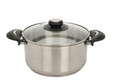 Edelstahl Kochtopf mit Glas Deckel - 3,5L / Ø 22cm - Universal Nudel Suppen Topf