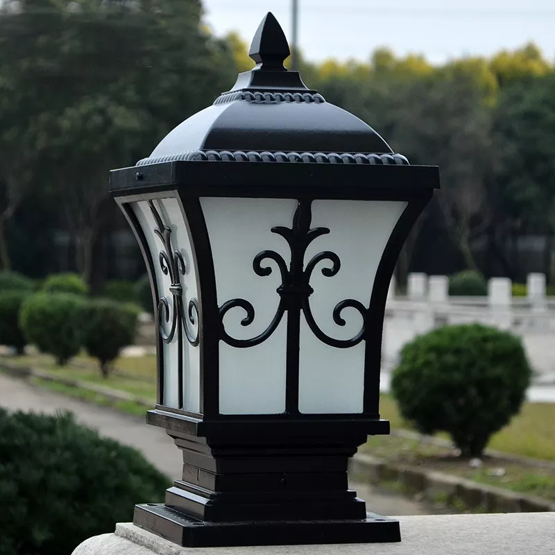 Black Pillar Light Vintage Garden Gate