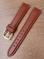 19mm VINTAGE APOLLO ANTIQUE CALF LEATHER TAN WATCH STRAP, GOLD BUCKLE, NOS..