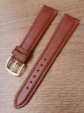 19mm VINTAGE APOLLO ANTIQUE CALF LEATHER TAN WATCH STRAP GOLD BUCKLE SPRING BARS