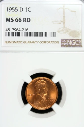 1955 - D NGC MS66RD Lincoln Cent!!  #B15051