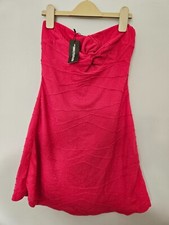 WOMENS PRETTYLITTLETHING PINK TEXTURED BANDEAU SHIFT DRESS - SIZE 8 - BNWT