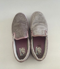 VANS Pink Glitter Slip On Comfy Cush Shoes Youth Kids Girls 2.5 READ