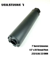 VeilStrike 7" 1/2"x28 Muzzle Brake Extension Tube for AEG GBB in Black