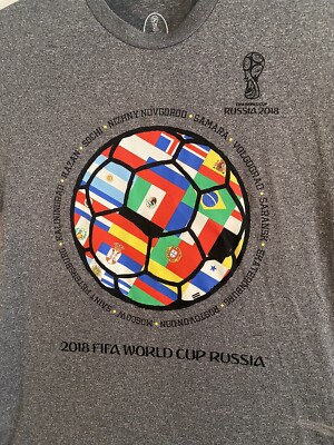 FIFA World Cup Russia 2018 Shirt Mens Medium Gray Logo Polyester
