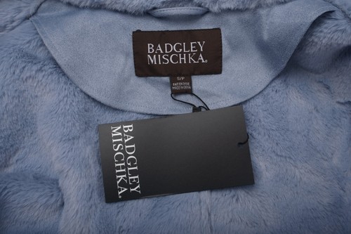 Badgley Mischka Womans Payton Jacket Coat Size S Dusty Blue Faux shearling Defec - Picture 5 of 6