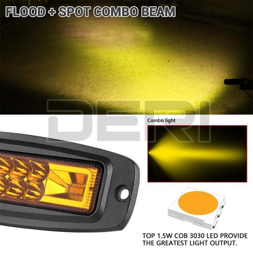 7inch Flush Mount Spot Flood Combo LED Light Bar Driving Reverse Fog White Amber - Picture 14 of 20