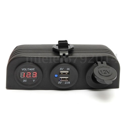 12V 24V Car Cigarette Lighter Dual Socket USB Adapter Charger Digital Voltmeter - Picture 4 of 7