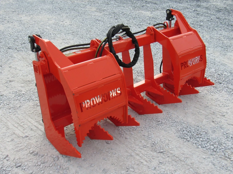 Accesorio de pinza de almeja de rastrillo de raíz de doble diente de 60" se adapta a fijación rápida universal