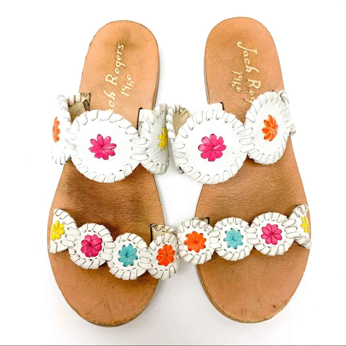 Jack Rogers Miss Lauren Two Band Slide Sandals Size 4