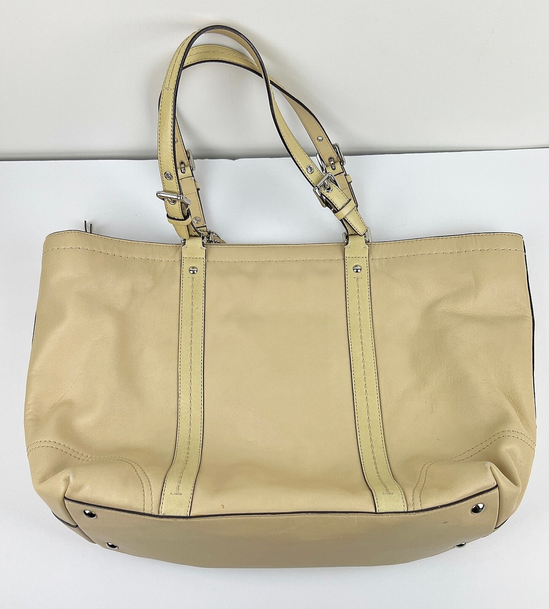 Coach Sand Beige Full-Grain Cowhide Leather Large Tote Purse