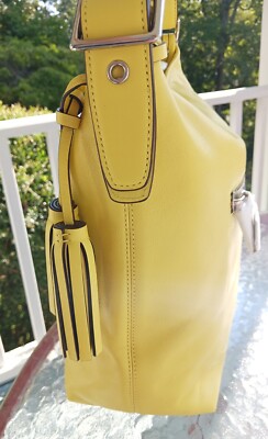 Coach 19889 MEDIUM Lemon Yellow Legacy Duffle Bag W/ Zip Closure