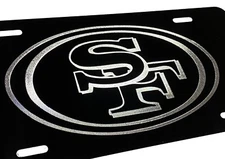 Silver Engraved San Francisco 49er's Car Tag Diamond Etch Vanity License Plate