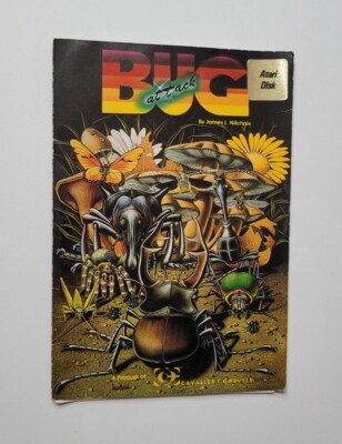 BUG ATTACK GAME Atari Game Diskette, Manual and Cover 400/800/XL/XE Disk
