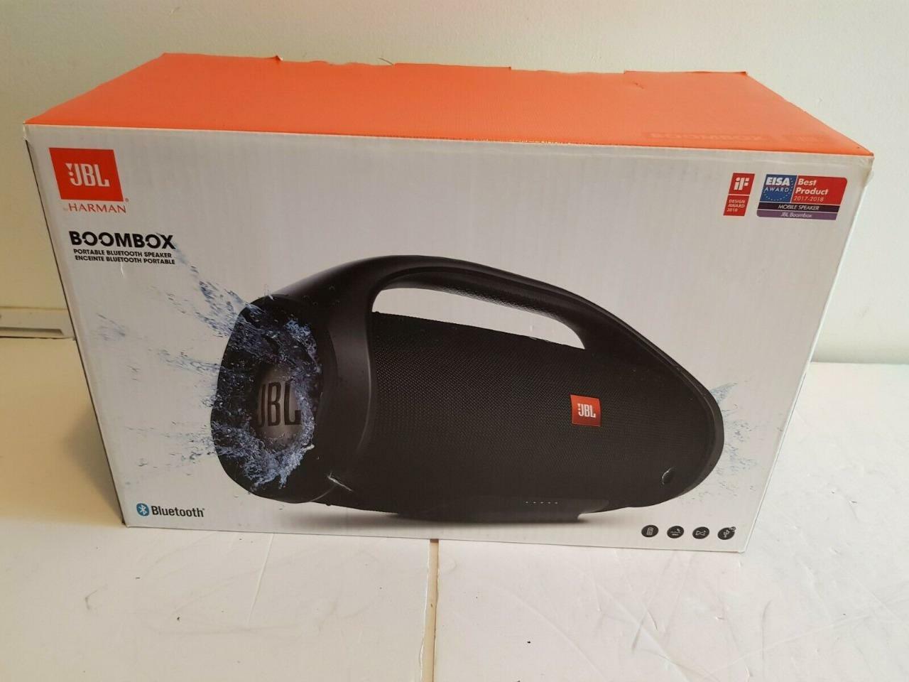 recertified jbl boombox black portable bluetooth speaker