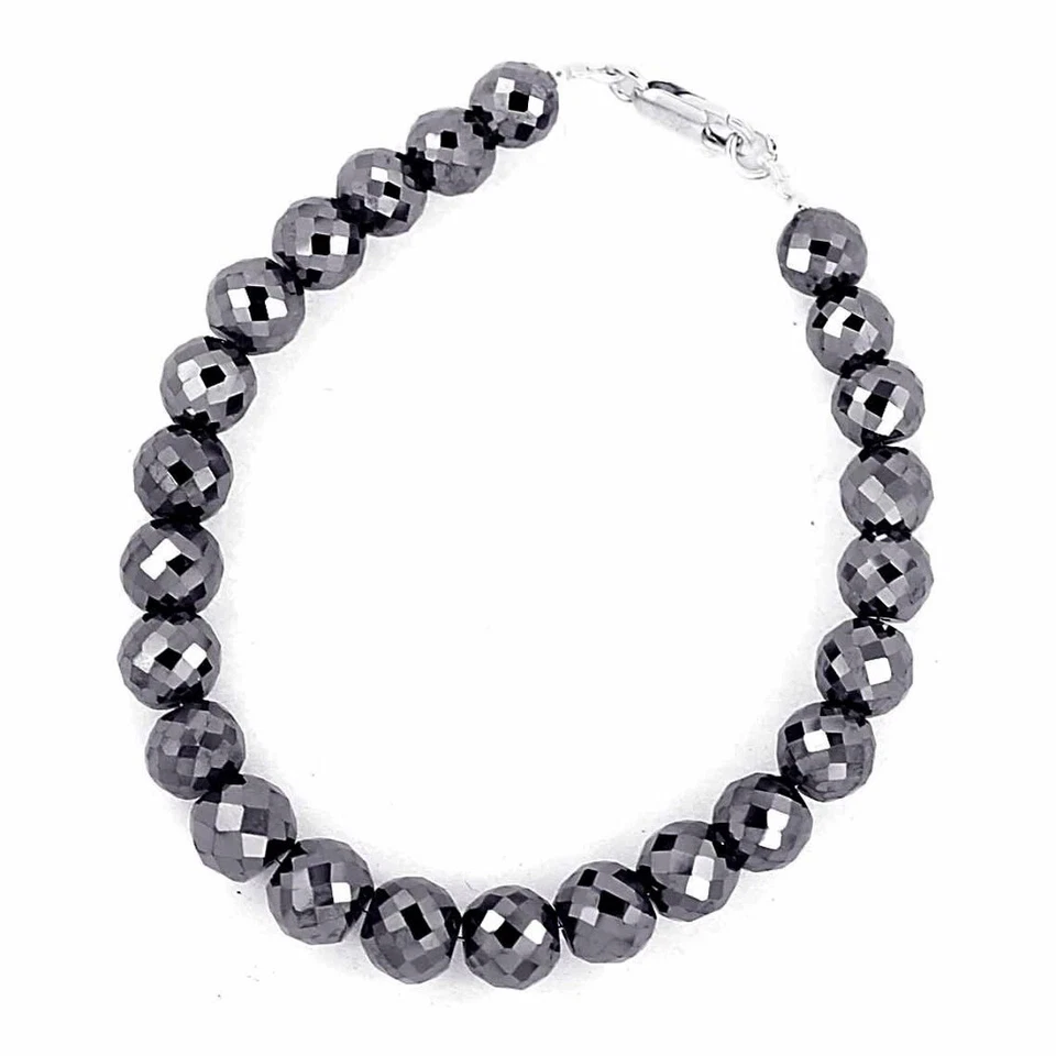 8 mm Black Diamond Bracelet 7.5 Inches Quality AAA Earth Mined Certified - Image 2 of 4